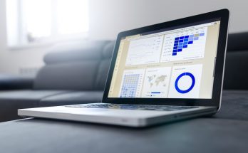 ordinateur portable avec graphiques affichés à l'écran